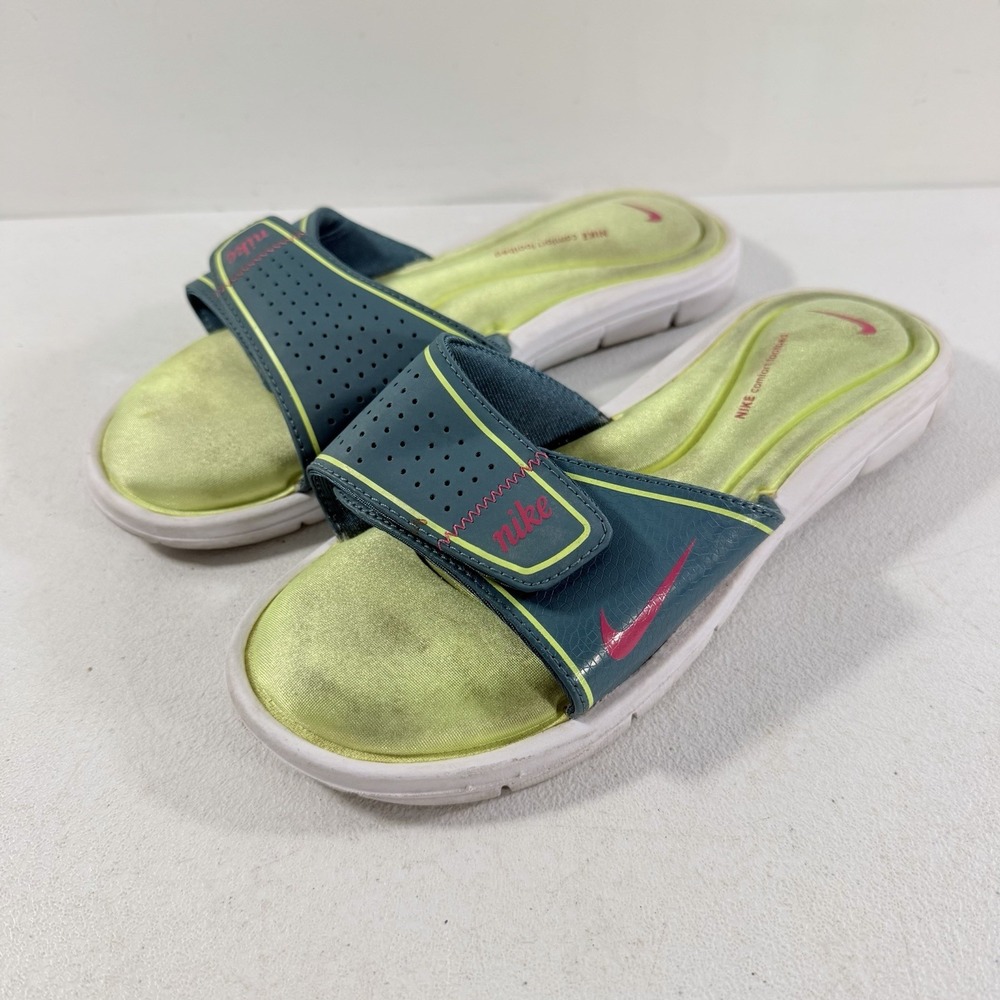 NIKE Comfort Footbed Green Adjustable Sandal Slide Women's 360883-361 Size 9